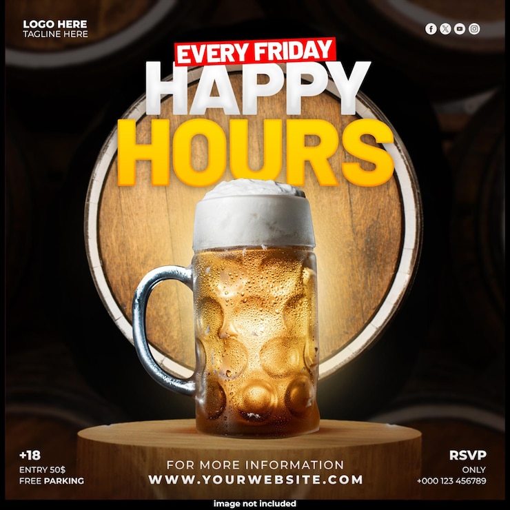 PSD gratuito plantilla de banner para redes sociales de flyer para fiesta de la cerveza
