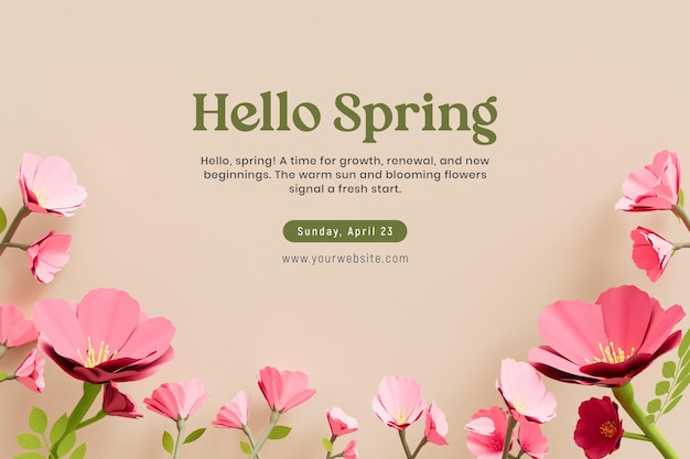 Plantilla de banner de redes sociales de hola primavera
