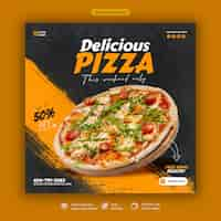 PSD gratuito plantilla de banner de redes sociales de menú de comida y pizza deliciosa