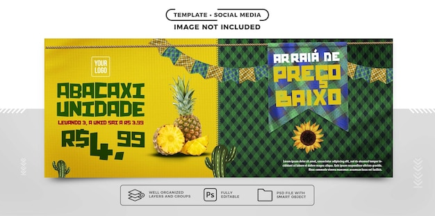 Plantilla de banner de redes sociales de ofertas para ventas en hortifruti