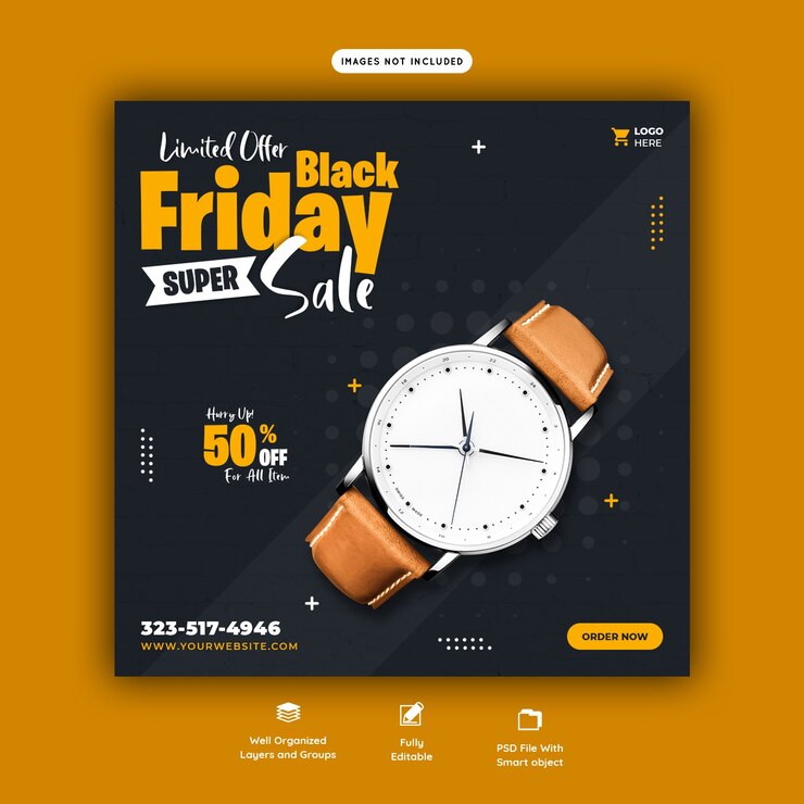 PSD gratuito plantilla de banner de redes sociales de super venta de viernes negro