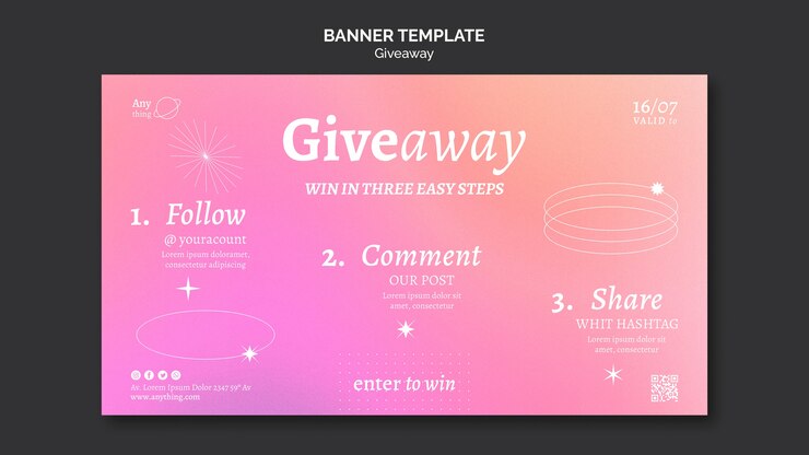 PSD gratuito plantilla de banner de regalo de degradado abstracto