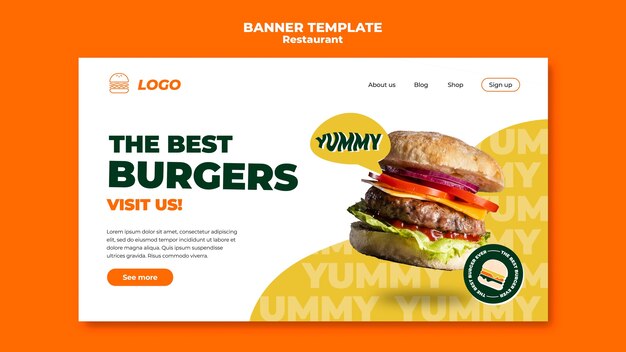 Plantilla de banner de restaurante de comida deliciosa