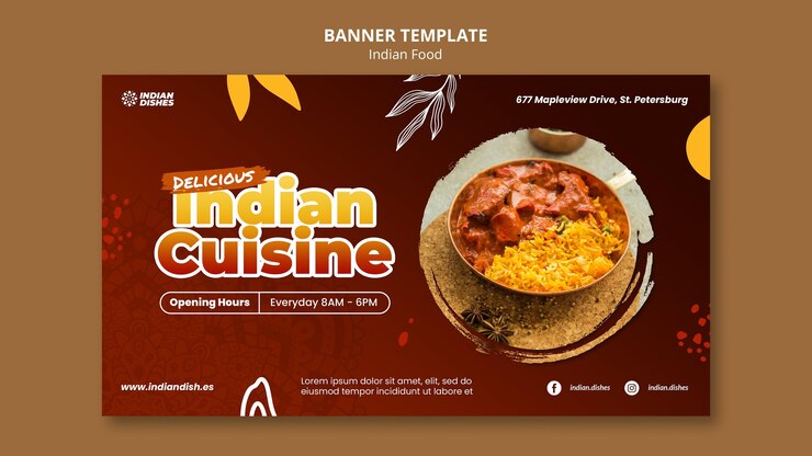 PSD gratuito plantilla de banner de restaurante de comida india