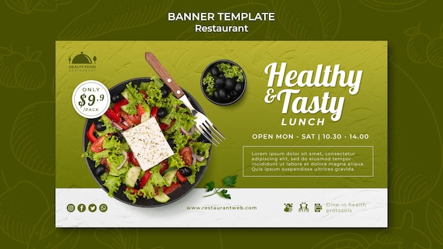 Plantilla de banner de restaurante de comida sana