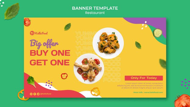 Plantilla de banner de restaurante con foto