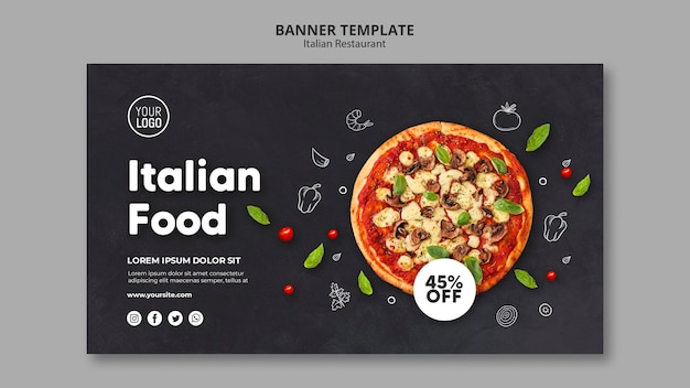 Plantilla de banner de restaurante italiano