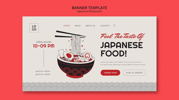 PSD gratuito plantilla de banner de restaurante japonés