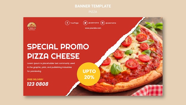 PSD gratuito plantilla de banner de restaurante de pizza