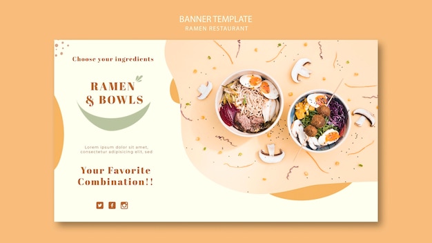 PSD gratuito plantilla de banner de restaurante de ramen