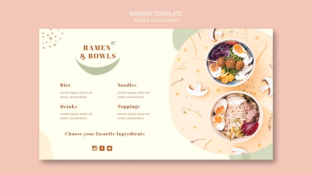 PSD gratuito plantilla de banner de restaurante de ramen