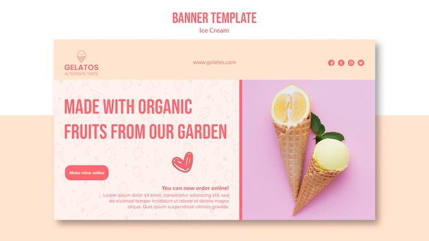 PSD gratuito plantilla de banner de sabor de helado