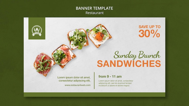 PSD gratuito plantilla de banner de sándwiches de brunch dominical