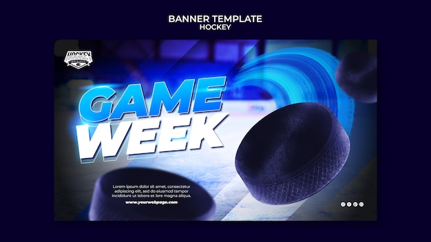 PSD gratuito plantilla de banner de semana de juego de hockey