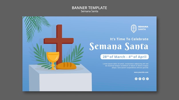 PSD gratuito plantilla de banner de semana santa ilustrada