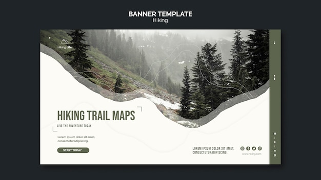 PSD gratuito plantilla de banner de senderismo
