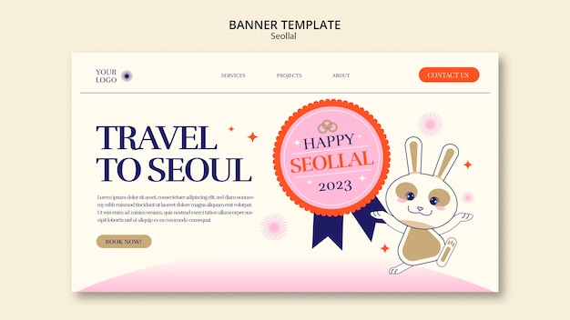 PSD gratuito plantilla de banner seollal de diseño plano