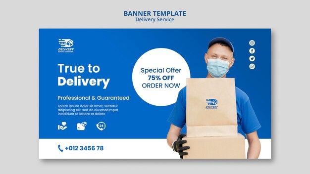 Plantilla de banner de servicio de entrega