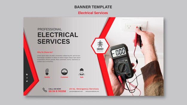 Plantilla de banner de servicios eléctricos