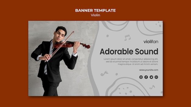 PSD gratuito plantilla de banner de sonido adorable violín