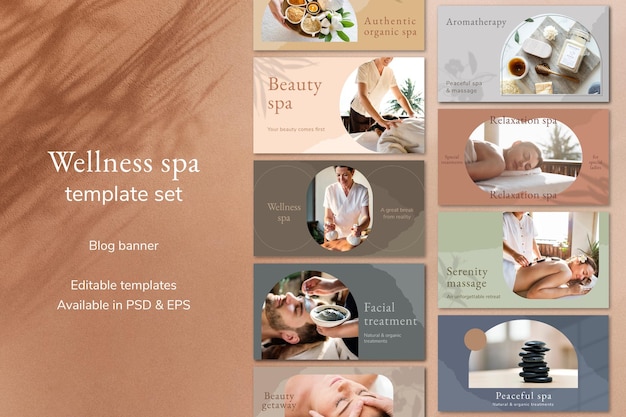 PSD gratuito plantilla de banner de spa de bienestar psd compatible con ai para set