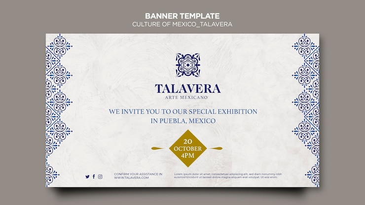 PSD gratuito plantilla de banner de talavera de cultura mexicana