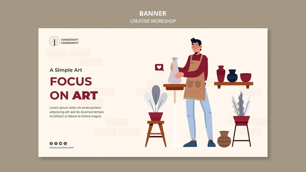 Plantilla de banner de taller creativo