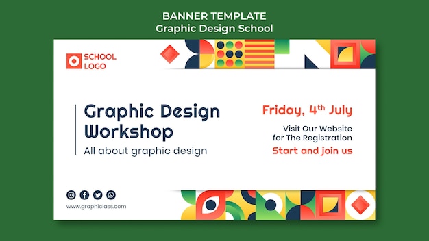 Plantilla de banner de taller de diseño gráfico