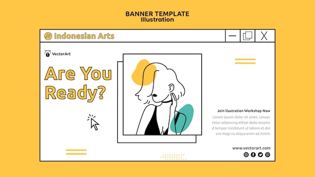 PSD gratuito plantilla de banner de taller de ilustración
