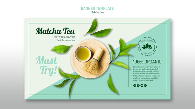 Plantilla de banner de té matcha orgánico