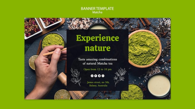 PSD gratuito plantilla de banner de té matcha sabor