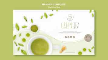 PSD gratuito plantilla de banner de té verde minimalista