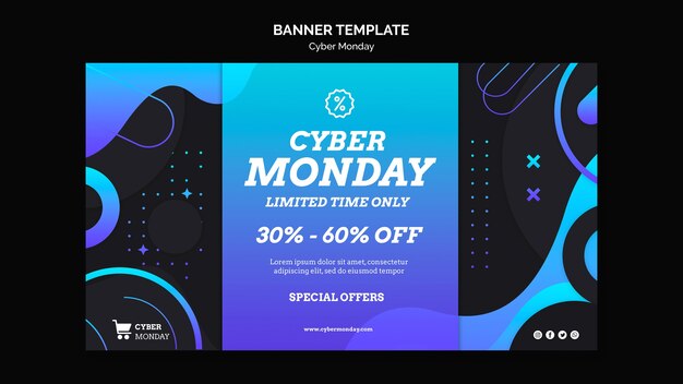Plantilla de banner de tecnología cyber monday