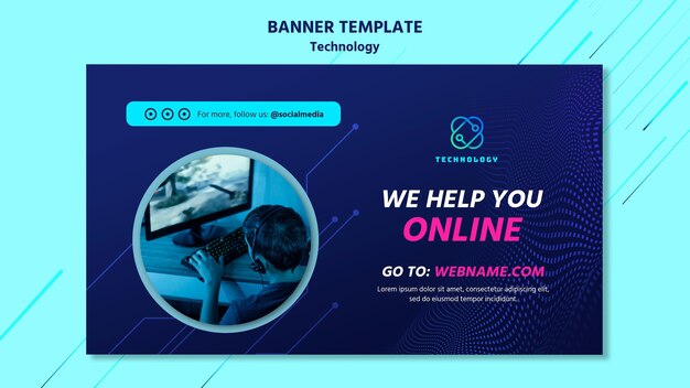Plantilla de banner de tecnología con foto