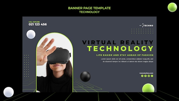 Plantilla de banner de tecnología de realidad virtual