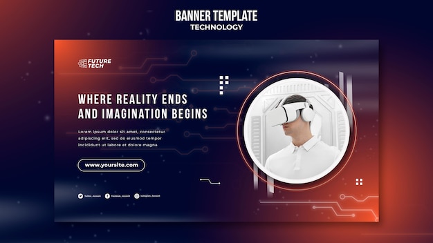 PSD gratuito plantilla de banner de tecnología