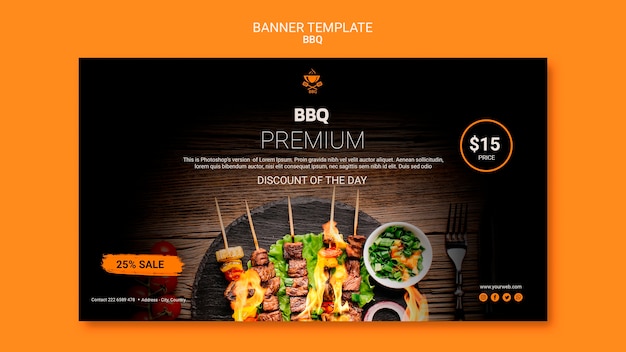 Plantilla de banner con tema de barbacoa