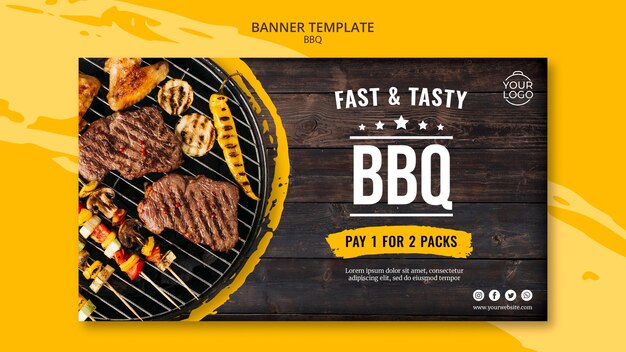 Plantilla de banner con tema de barbacoa