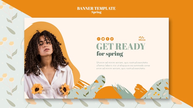 PSD gratuito plantilla de banner con tema de primavera