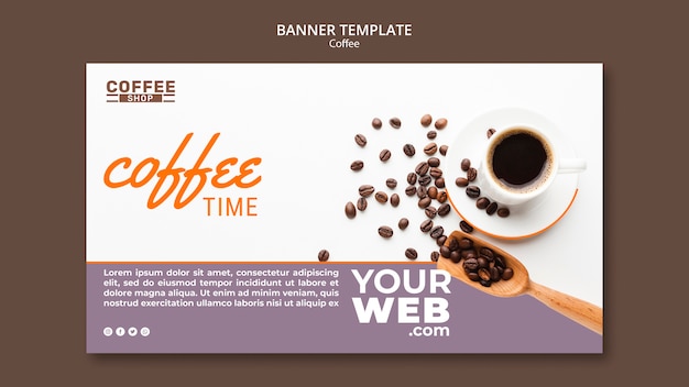 PSD gratuito plantilla de banner de tiempo de café