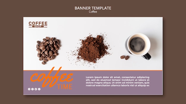 Plantilla de banner de tiempo de café