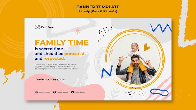 PSD gratuito plantilla de banner de tiempo familiar
