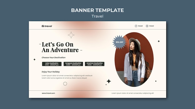 PSD gratuito plantilla de banner de tiempo de viaje