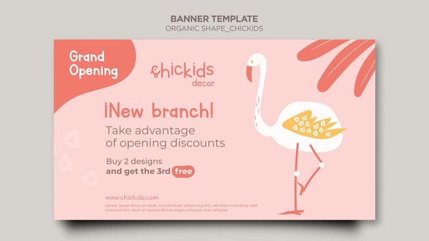 Plantilla de banner para tienda de decoración de interiores para niños