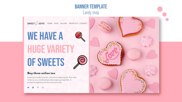 PSD gratuito plantilla de banner de tienda de dulces con foto