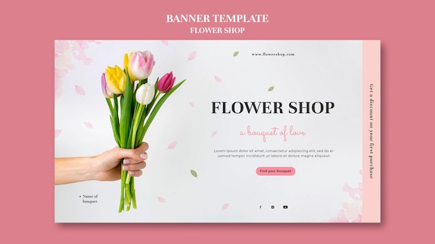 PSD gratuito plantilla de banner de tienda de flores