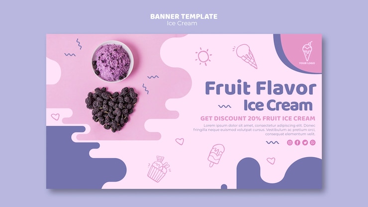 PSD gratuito plantilla de banner de tienda de helados