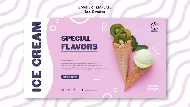 PSD gratuito plantilla de banner de tienda de helados