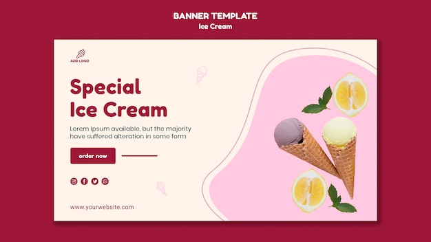 Plantilla de banner de tienda de helados