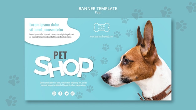 PSD gratuito plantilla de banner de tienda de mascotas